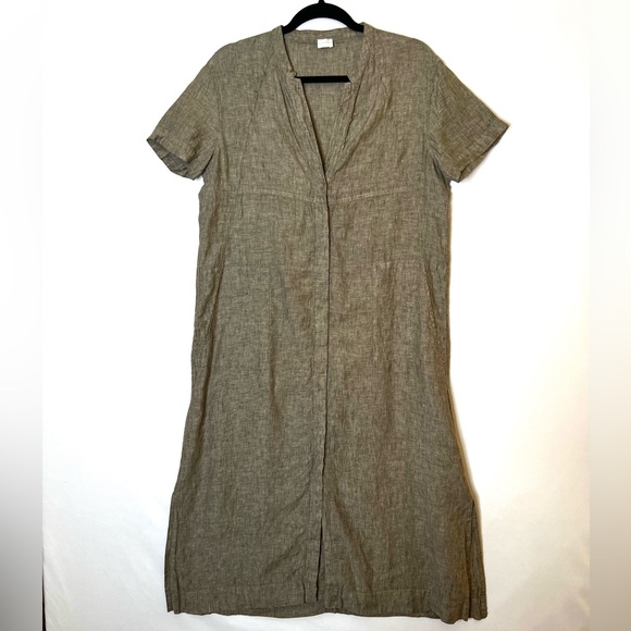 Poetry Dresses & Skirts - Poetry Linen Dress Button Front Short Sleeve V-Neck Minimalist Lagenlook Sz 8